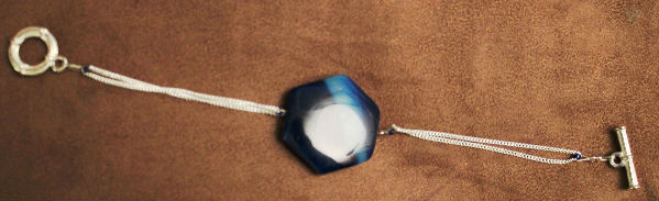 Bracelet chaine & perle verre Hexagonal 