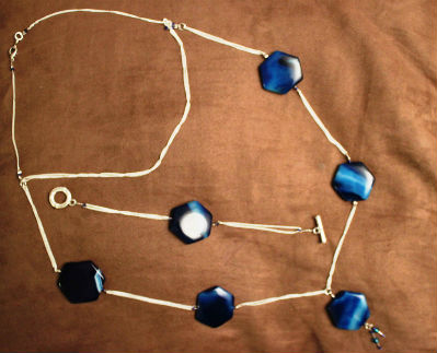 Parrure Collier long création chaine et hexagone 2 éléments Bracelet collier - Sobij-unik